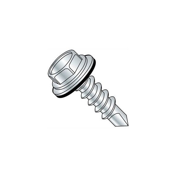 Titan Fasteners Self-Drilling Screw, #12 x 1 in, Zinc Plated Steel Flange Hex Head External Hex Drive, 100 PK HAA21032 - main